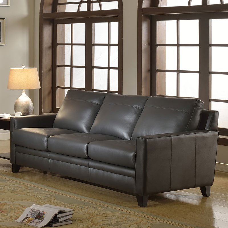 Fletcher Leather Sofa Charcoal Living Room Furniture Fletcher Leather Sofa Charcoal
