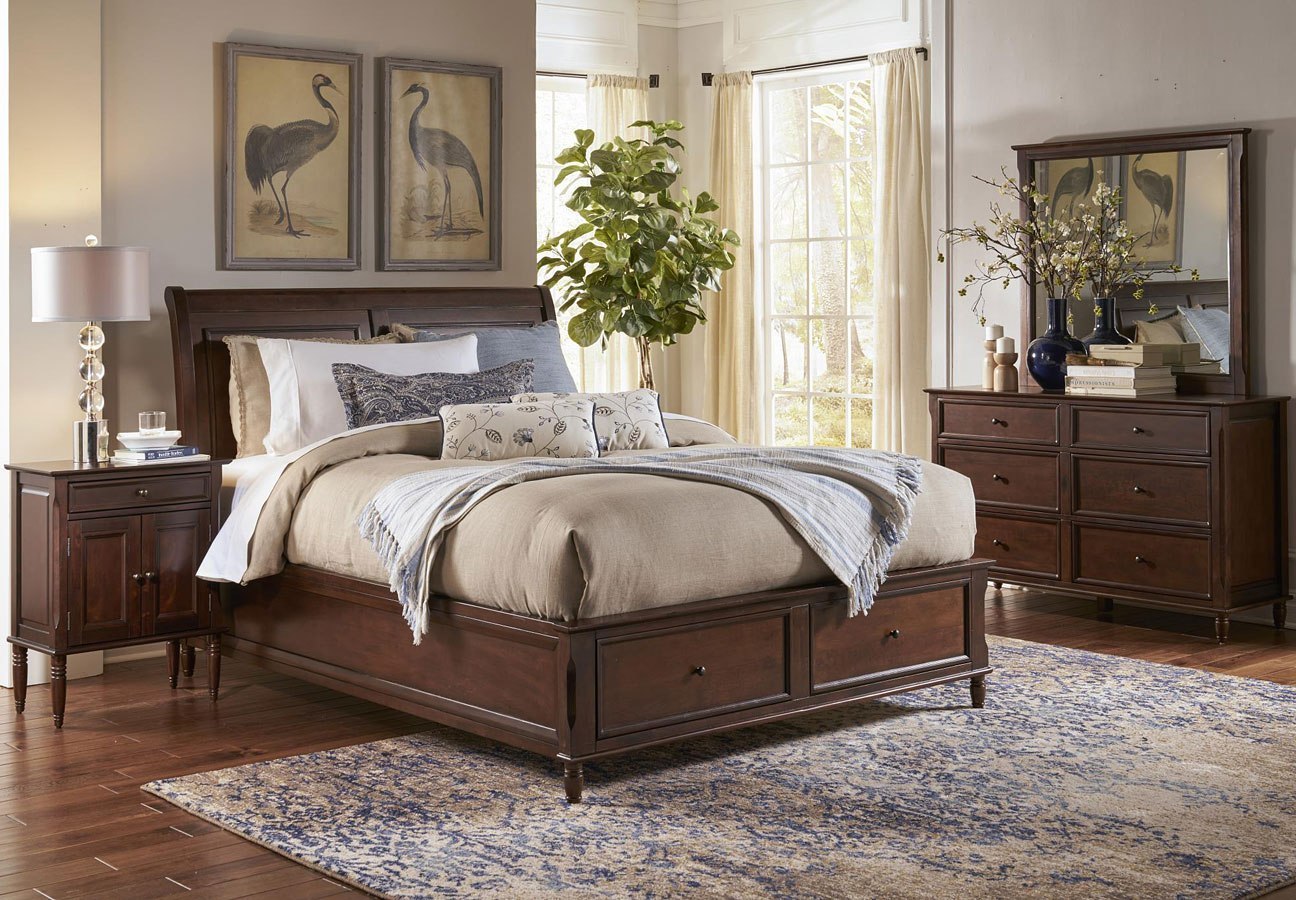 Avignon Storage Bedroom Set Birch Cherry Furniture Avignon Storage Bedroom Set Birch Cherry