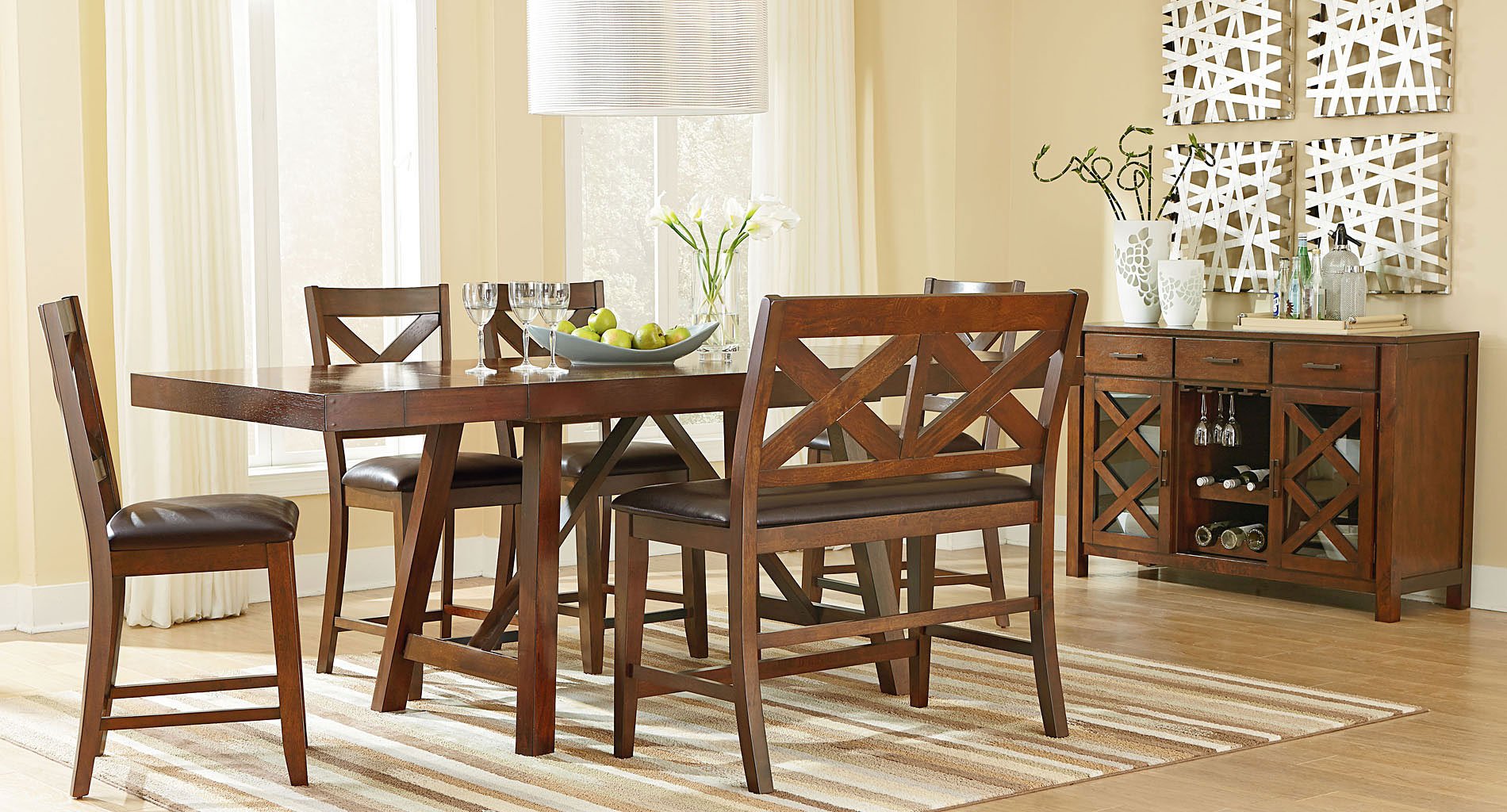 Omaha Counter Height Dining Set W Bench Brown By