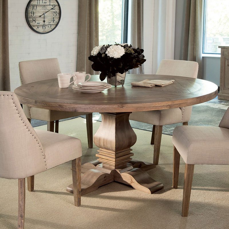 Florence Round Dining Set w/ Beige Chairs by Coaster ...