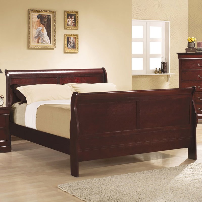 Louis Philippe Sleigh Bed (Cherry) - Bedroom Furniture - Bedroom