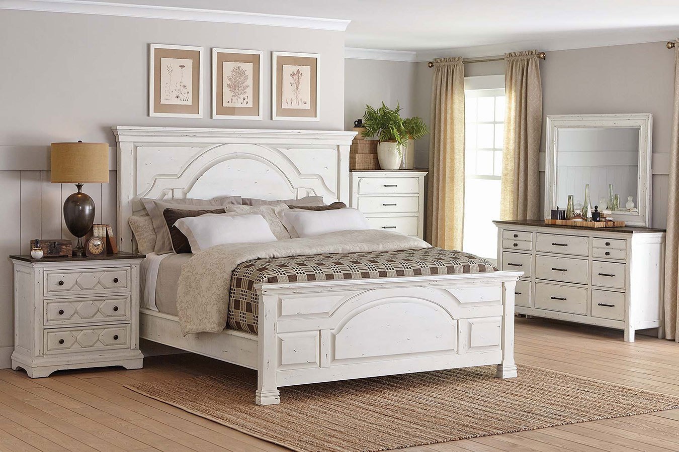 Celeste Panel Bedroom Set (Vintage White) by Coaster ...