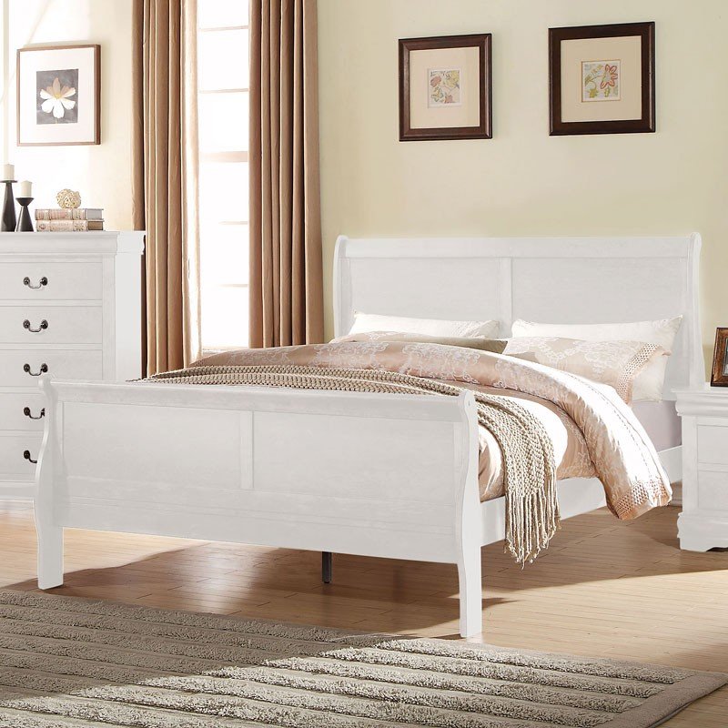 Louis Philippe Youth Sleigh Bed (White) by Acme Furniture | FurniturePick