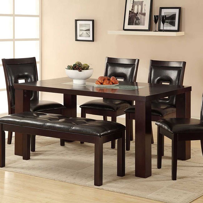 Lee Dining Table w/ Crackle Glass Insert - Dining Room and Kitchen Furniture - Dining