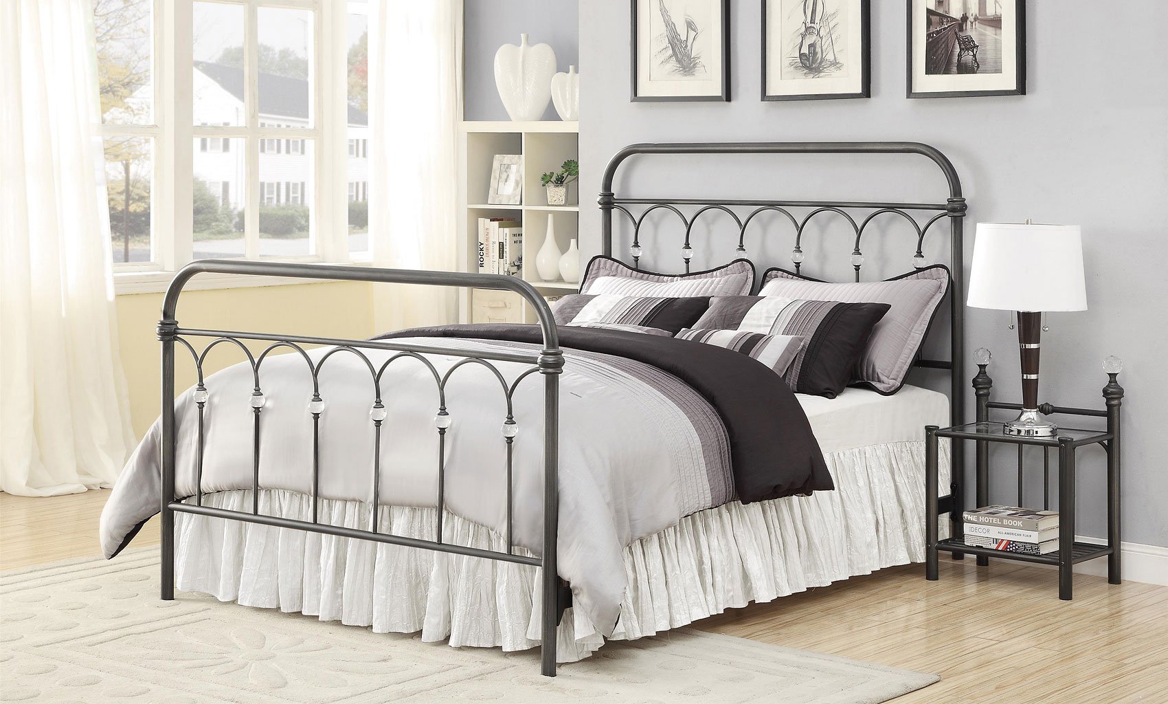grey metal bedroom furniture
