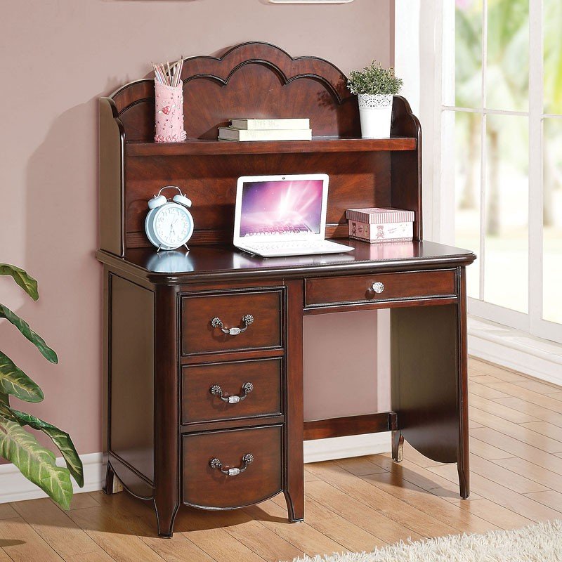Cecilie Computer Desk W Hutch Cherry Kids And Youth Furniture Cecilie Computer Desk W Hutch Cherry