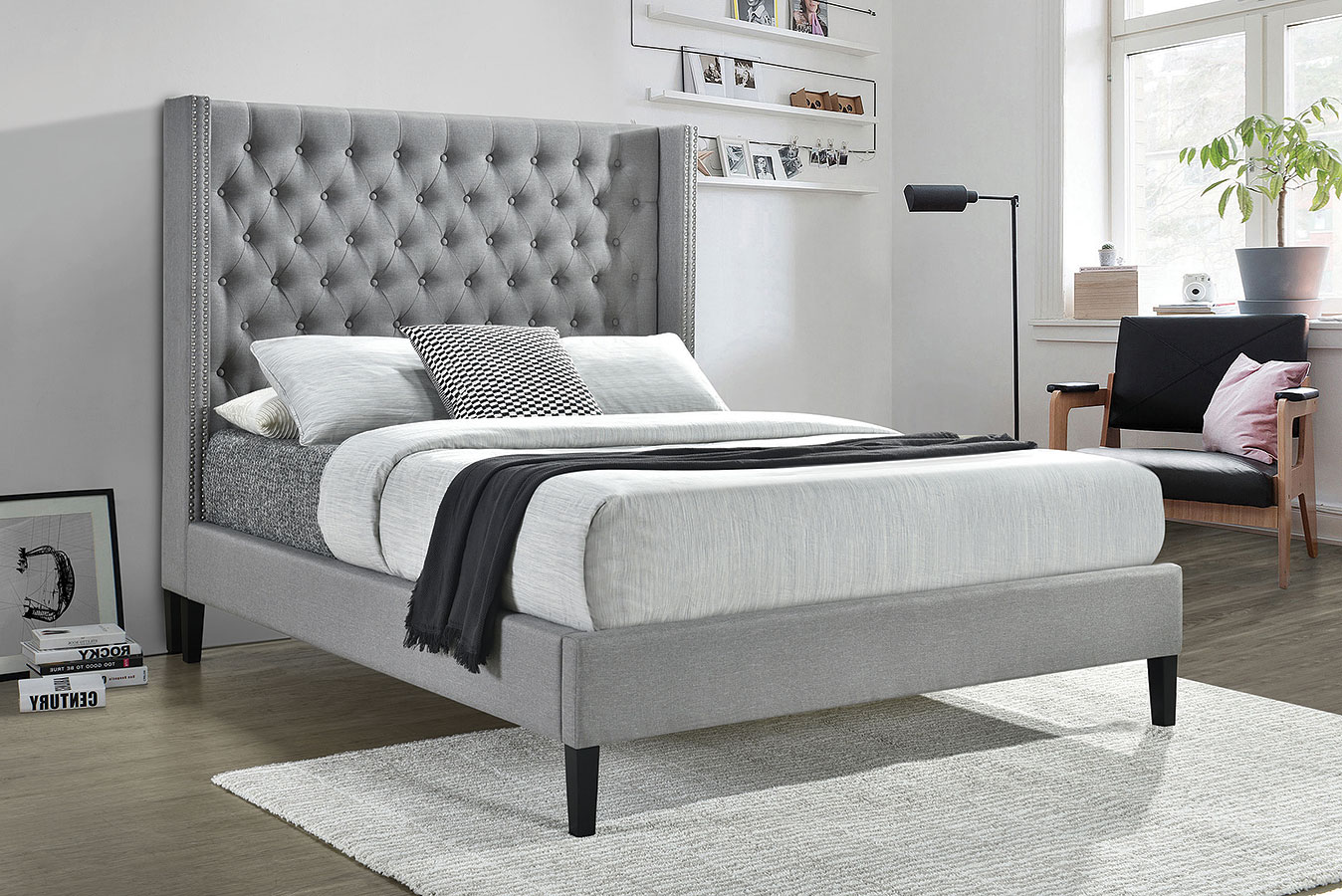 Summerset Light Grey Upholstered Bed By Coaster Furniture Furniturepick