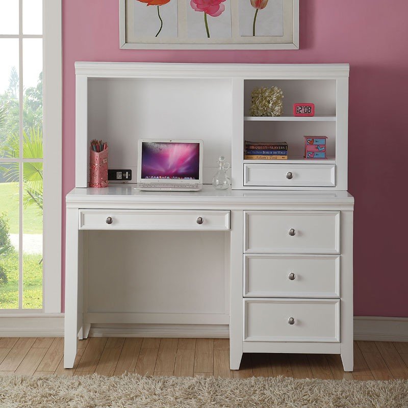 Lacey Computer Desk W Hutch White By Acme Furniture Furniturepick