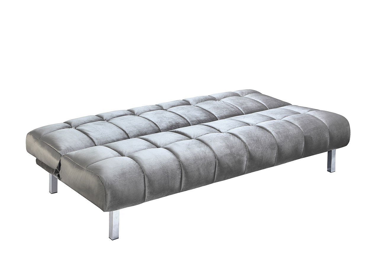 silver leather sofa bed