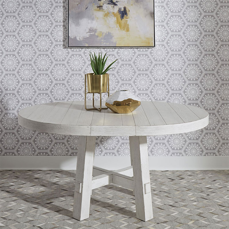 Modern Farmhouse Round Dining Table (Aged White) by Liberty Furniture