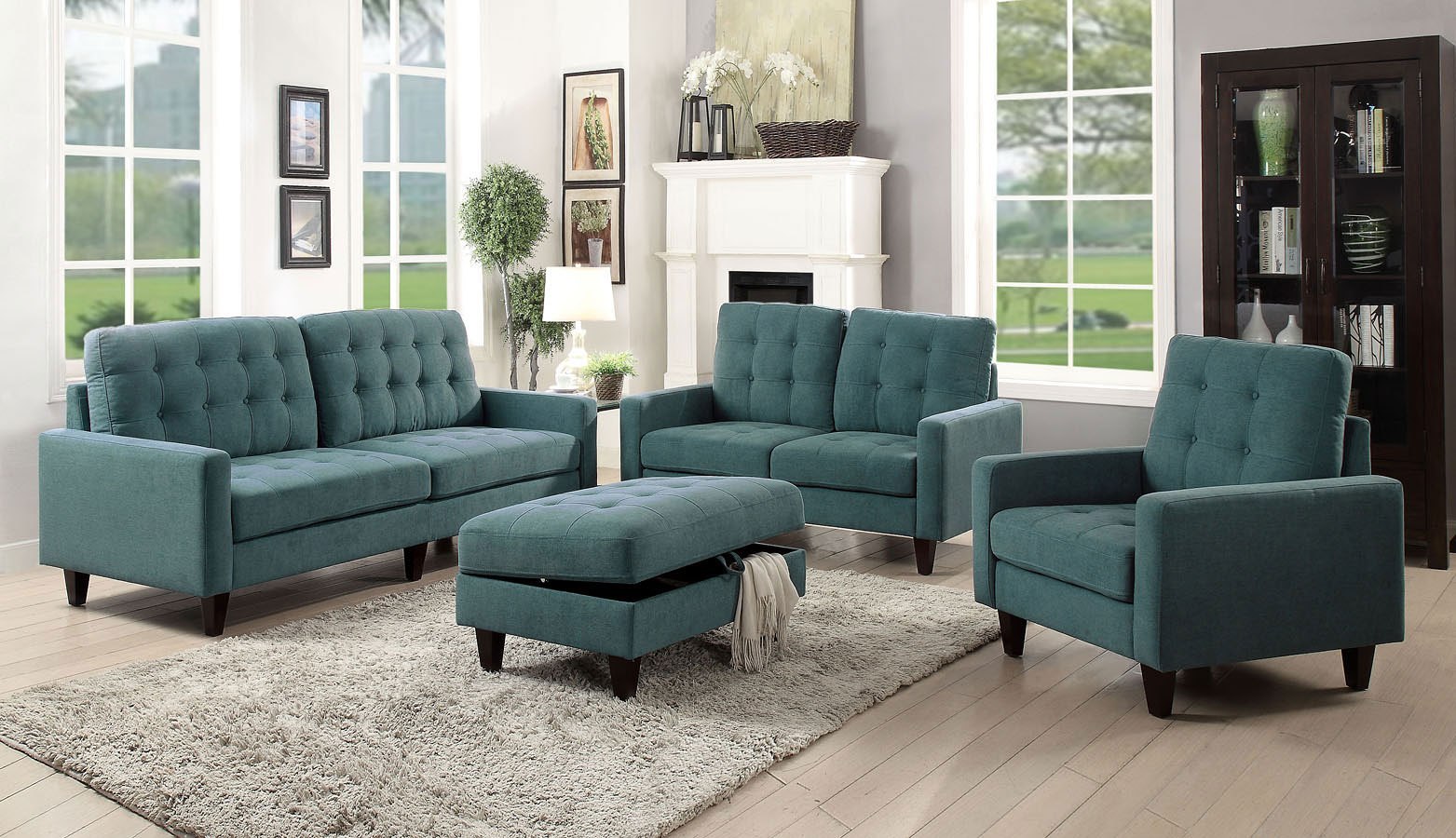 Nate Living Room Set (Teal) by Acme Furniture | FurniturePick