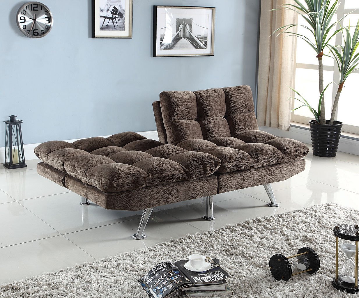Brown Padded Textured Velvet Sofa  Bed by Coaster Furniture 