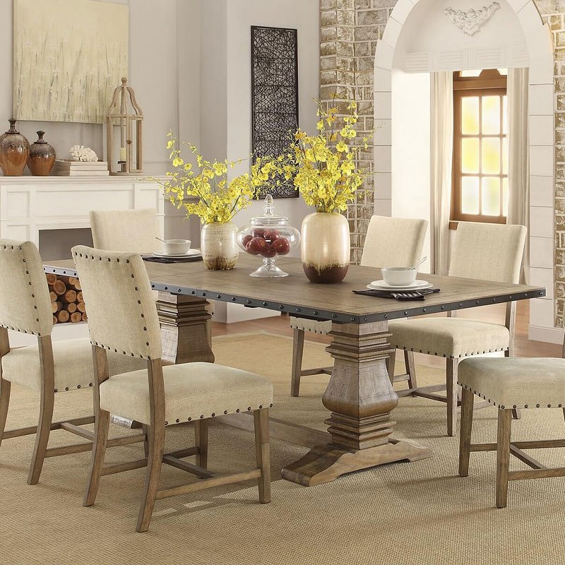 Veltry Double Pedestal Dining Table by Homelegance | FurniturePick