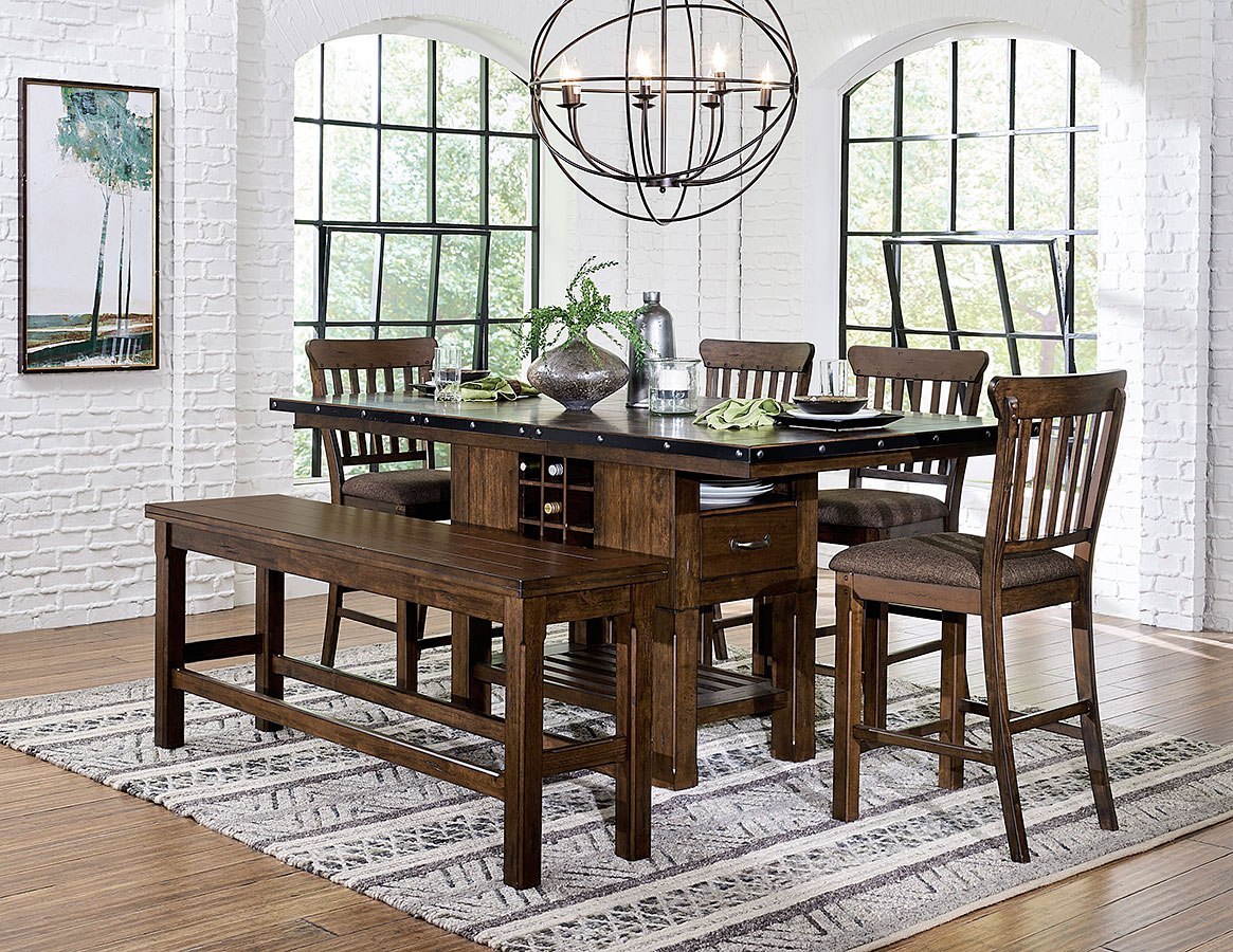 Schleiger Counter Height Dining Room Set W Bench By