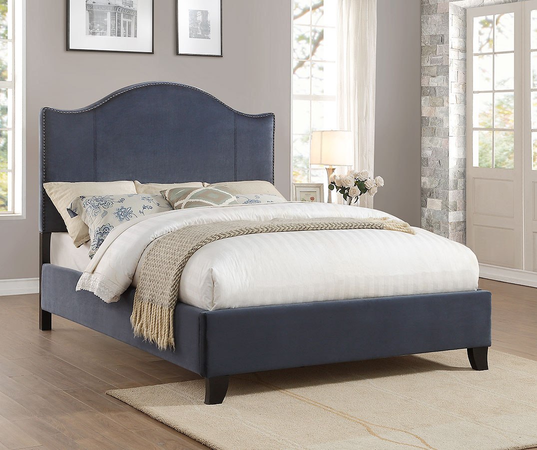 Carlow Navy Blue Upholstered Bed by Homelegance FurniturePick