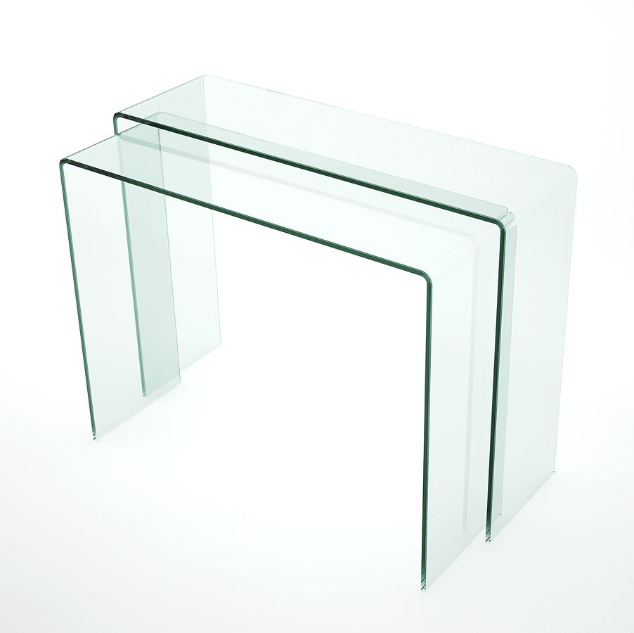 Nested Bent Glass 2 Piece Sofa Table By Chintaly Imports