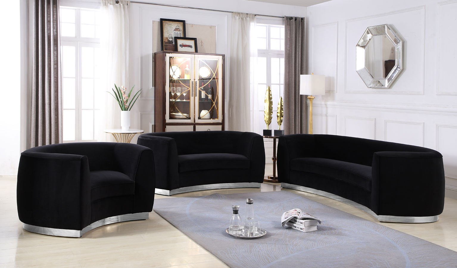 Julian Living Room Set (Black/ Chrome) by Meridian