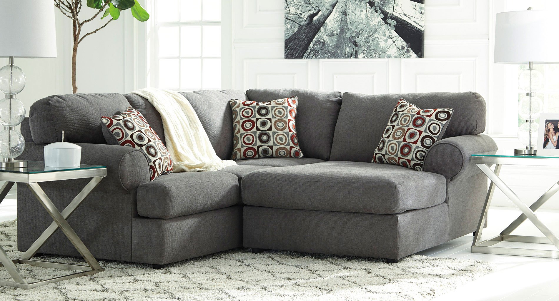Jayceon Steel Small Right Chaise Sectional - Sectionals - Living Room