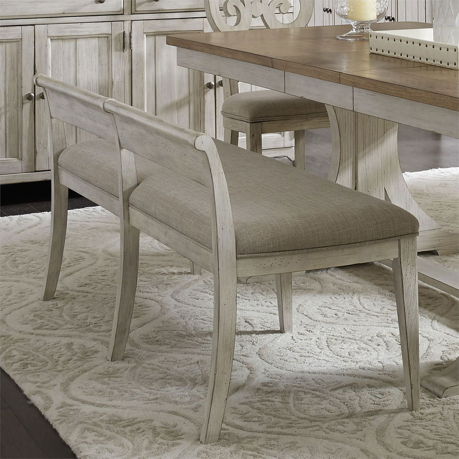 Farmhouse Reimagined Rectangular Dining Set w/ Upholstered Chairs and
