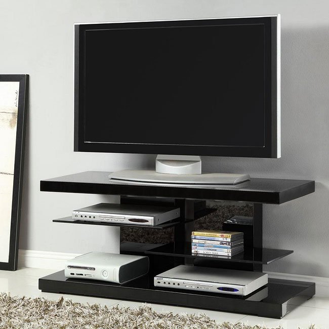High Gloss Black Tv Stand W Gl Shelves Coaster Furniture High Gloss Black Tv Stand W Gl Shelves