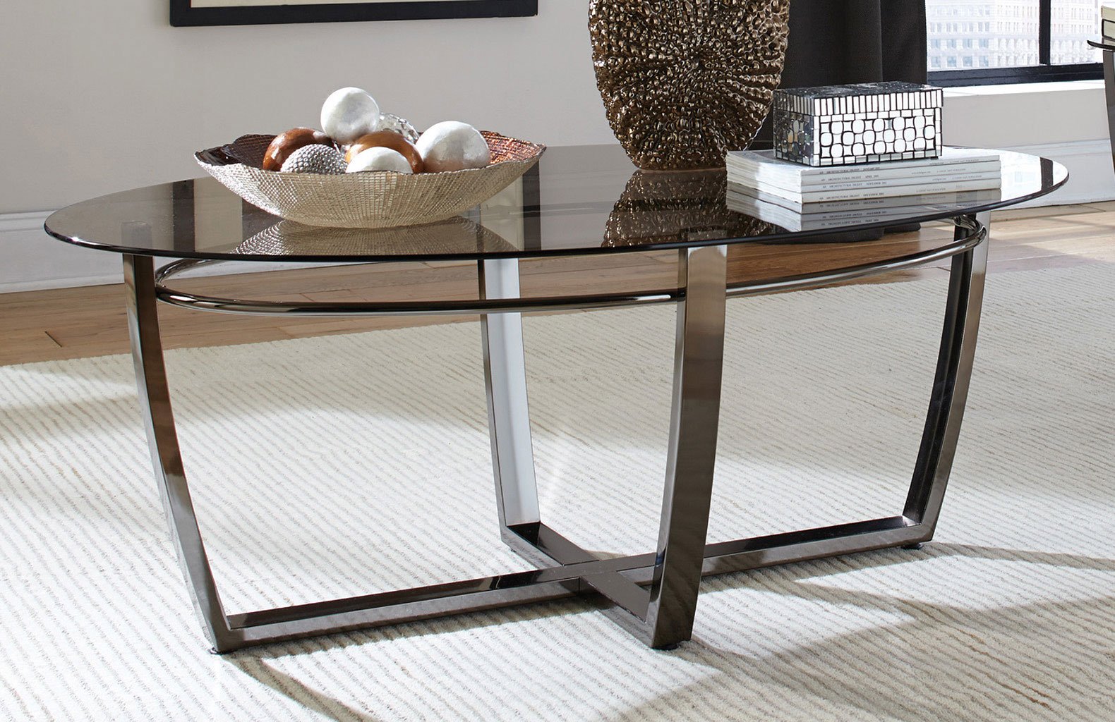 Smoked Glass Top Coffee Table Coffee and Cocktail Tables