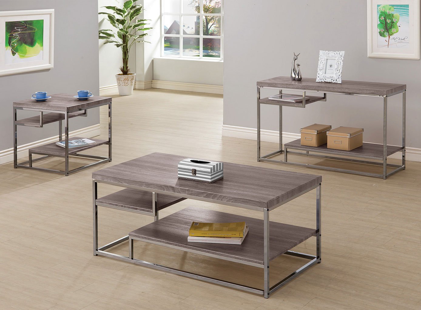 grey wood living room tables