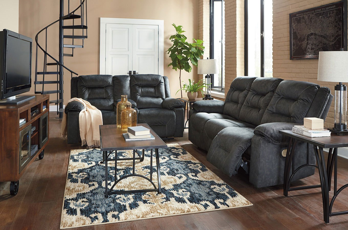 gray reclining living room set