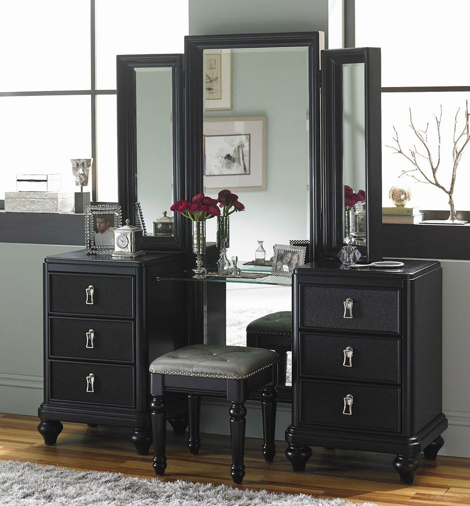 Diva Midnight Vanity Dresser W Stool By Samuel Lawrence Furniture