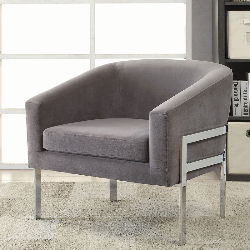 Grey Accent Chair w/ Exposed Metal Frame by Coaster