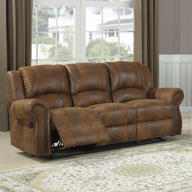 Quinn Reclining Sofa (Bomber Jacket Microfiber) Homelegance FurniturePick