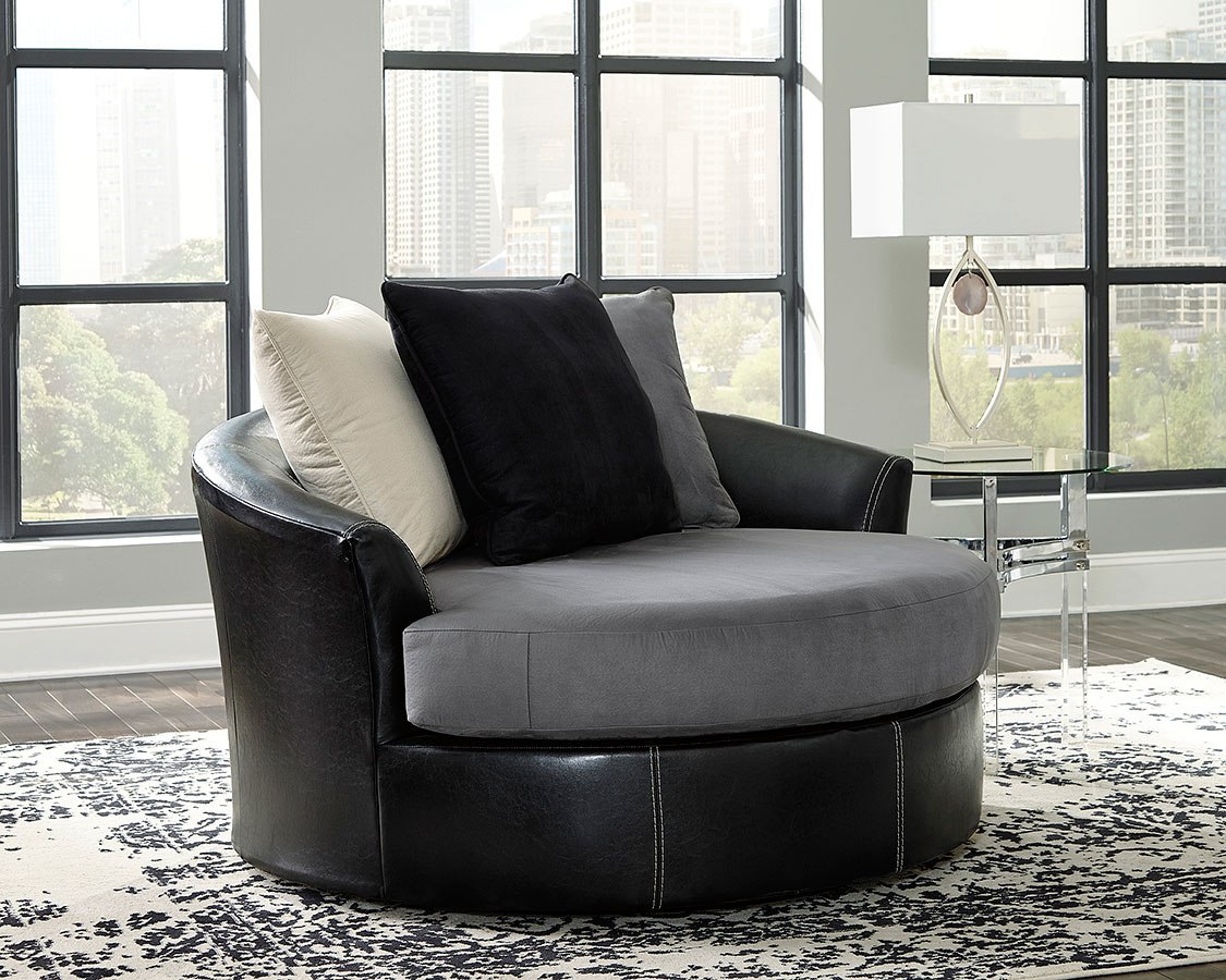Jacurso Charcoal Oversized Swivel Accent Chair by ...