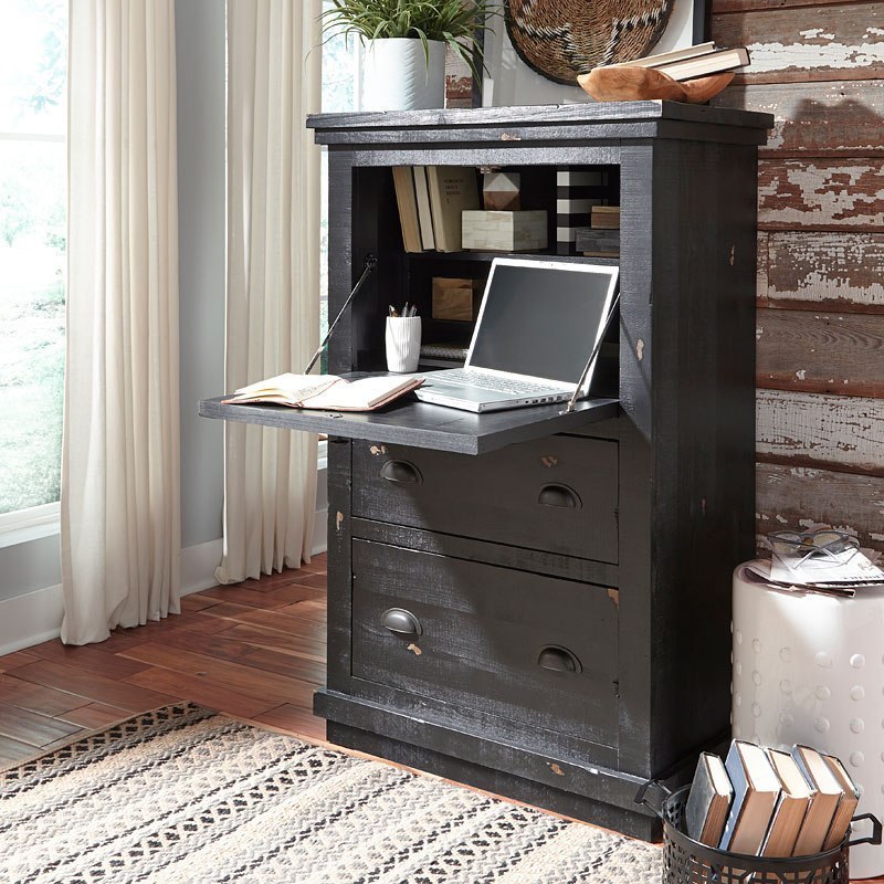 Willow Armoire Desk Distressed Black By Progressive Furniture