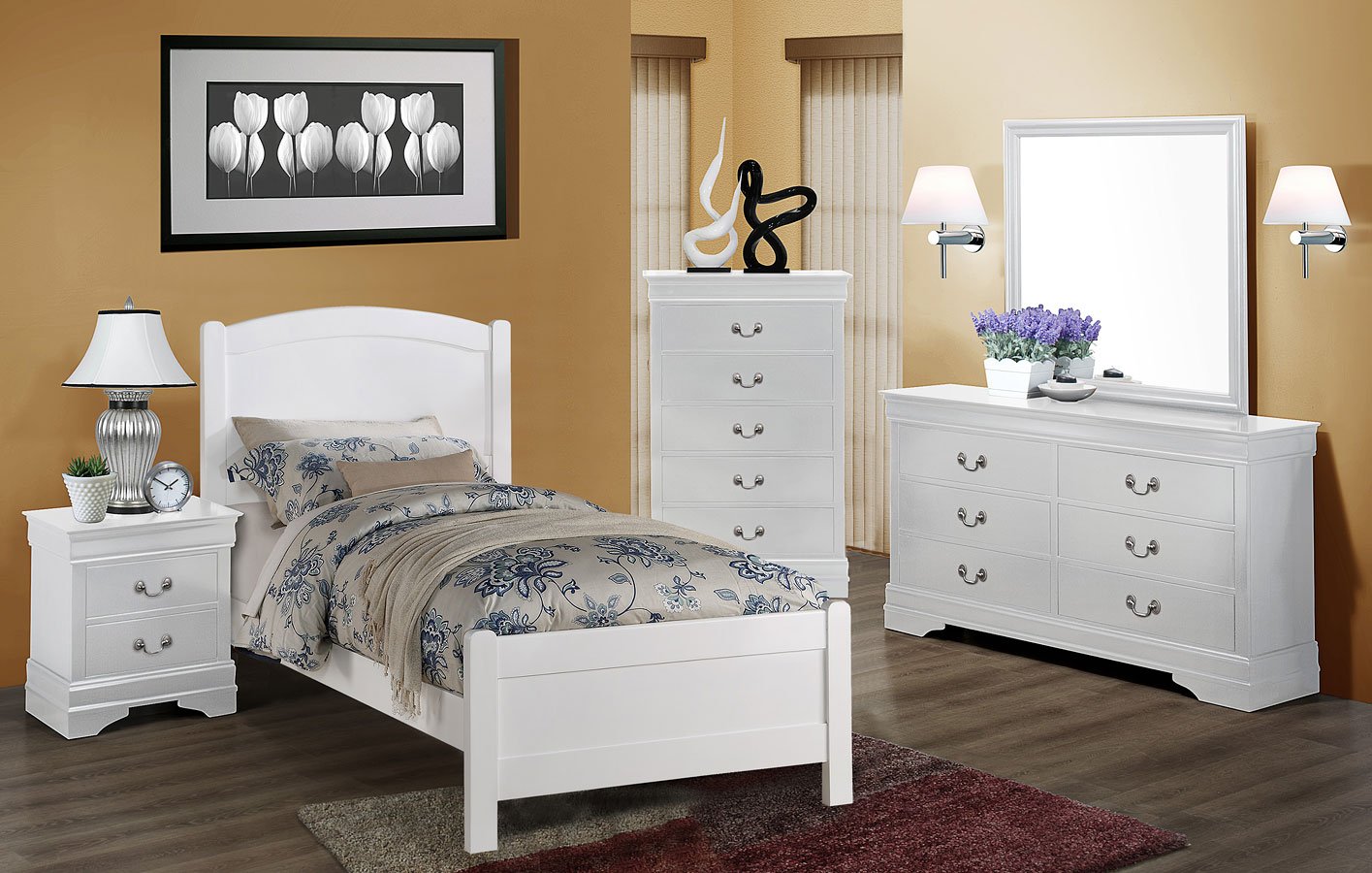 Louis Philip Sleigh Youth Bedroom Set White By Crown Mark