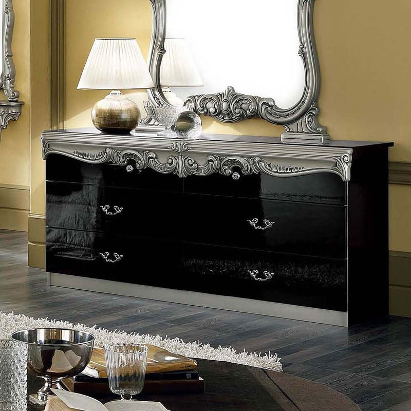 Barocco Double Dresser Black And Silver