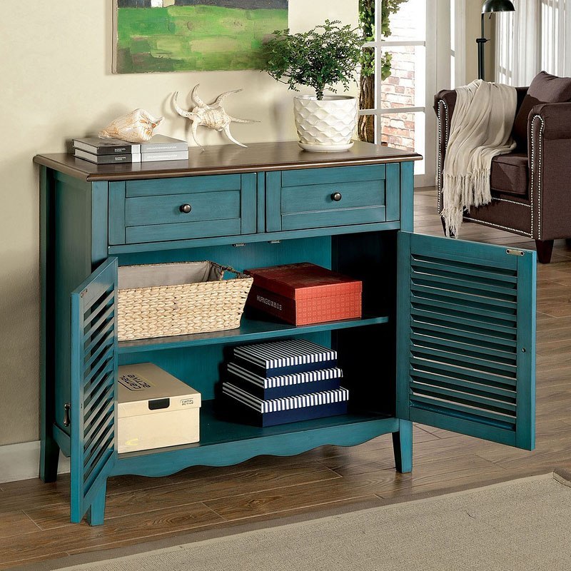 Oleida Rustic Cabinet Antique Teal By Furniture Of America