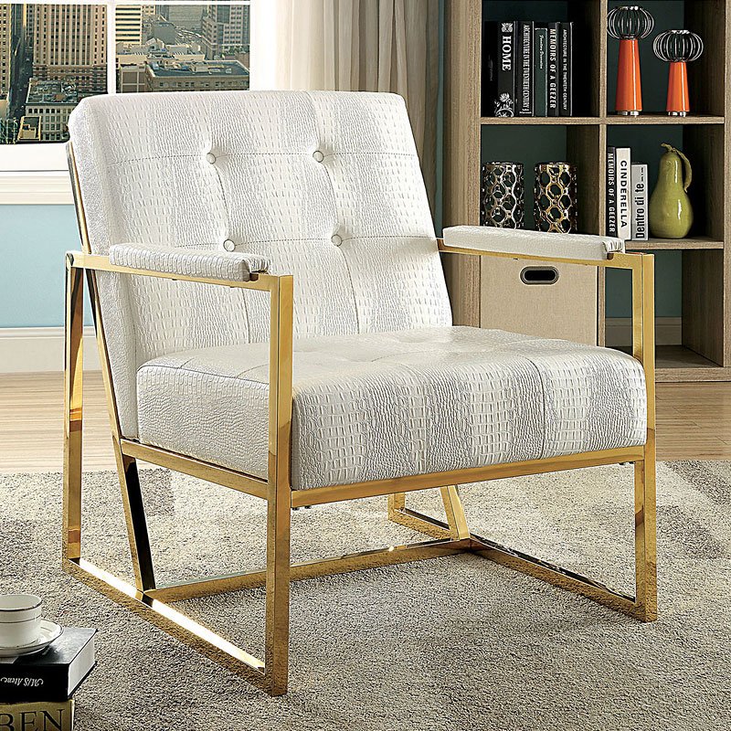 Sienna Accent Chair (White/Gold) by Furniture of America