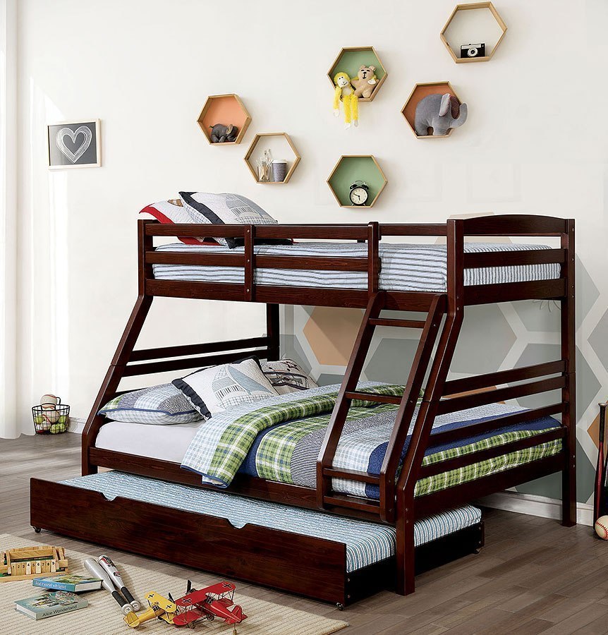 Elaine Twin Over Full Bunk Bed W Trundle Dark Walnut Elaine Twin Over Full Bunk Bed W Trundle Dark Walnut