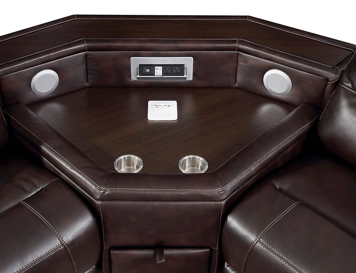 Glasgow Reclining Sectional w/ Speaker Wedge Table by Furniture of
