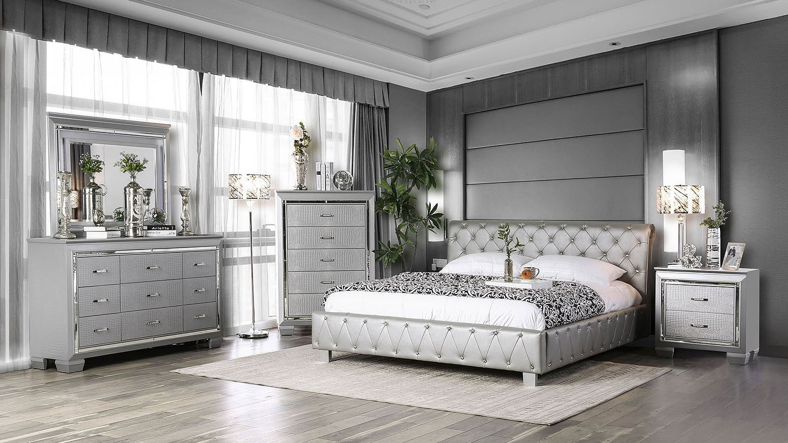 silver bedroom furniture blue walls