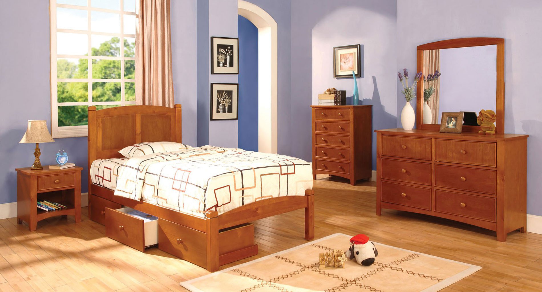 Omnus Youth Bedroom Set W Cara Bed Oak Kids And Furniture Omnus Youth Bedroom Set W Cara Bed Oak