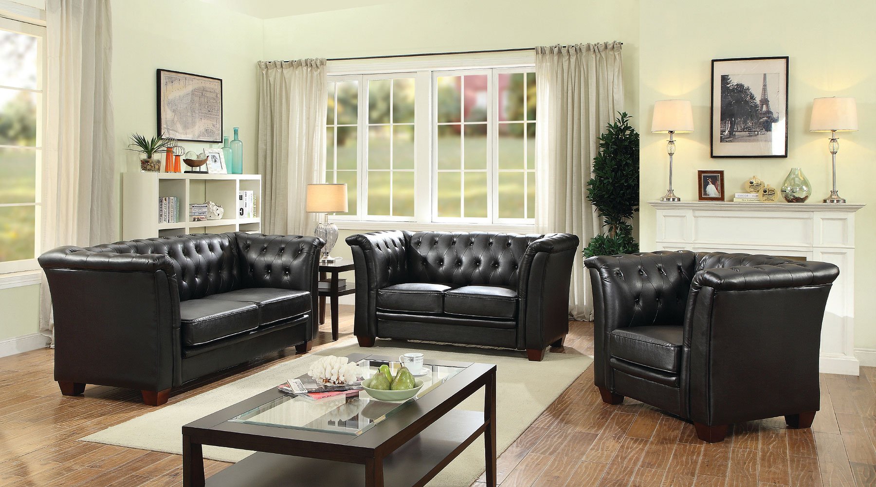 G323 Tufted Living Room Set (Black) by Glory Furniture