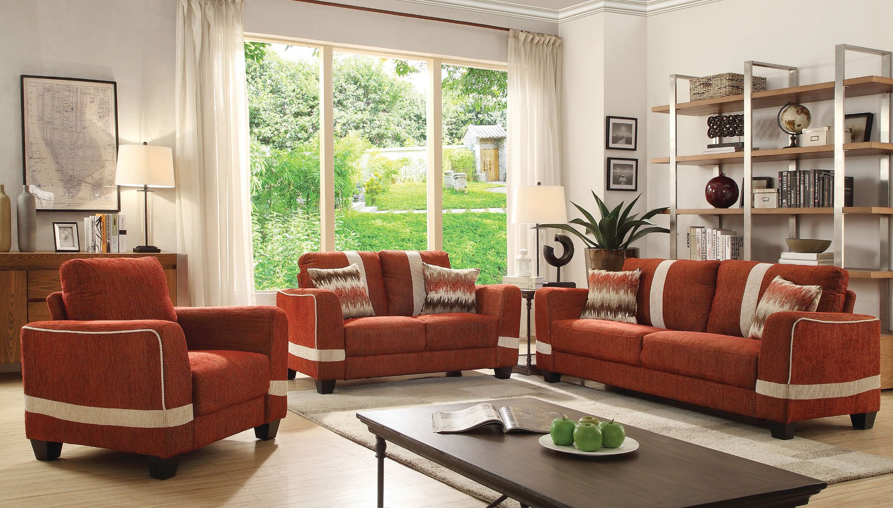 Red Beige Paris Theme Living Room Ideas