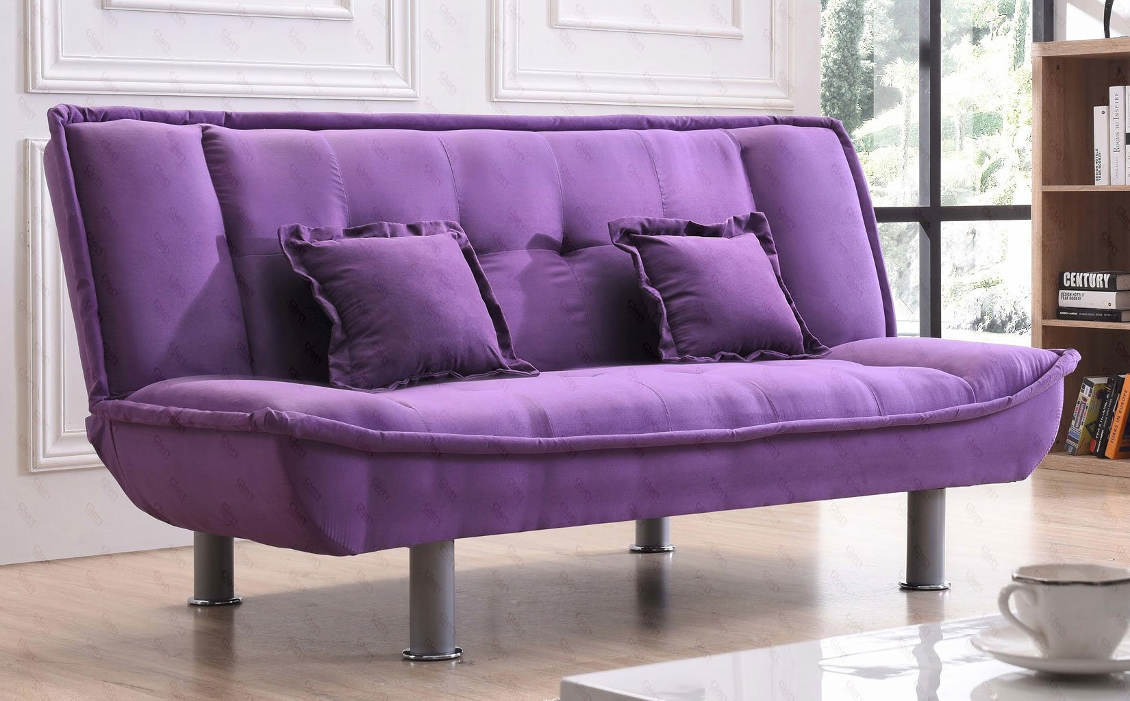 tuffed purple sofa bed