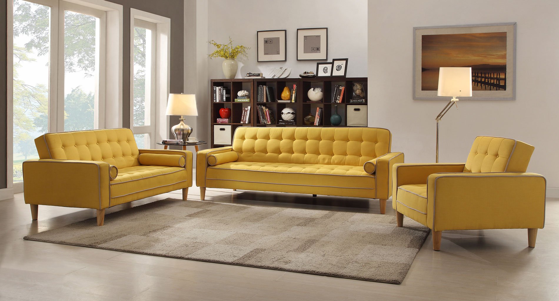 yellow living room furniture sets