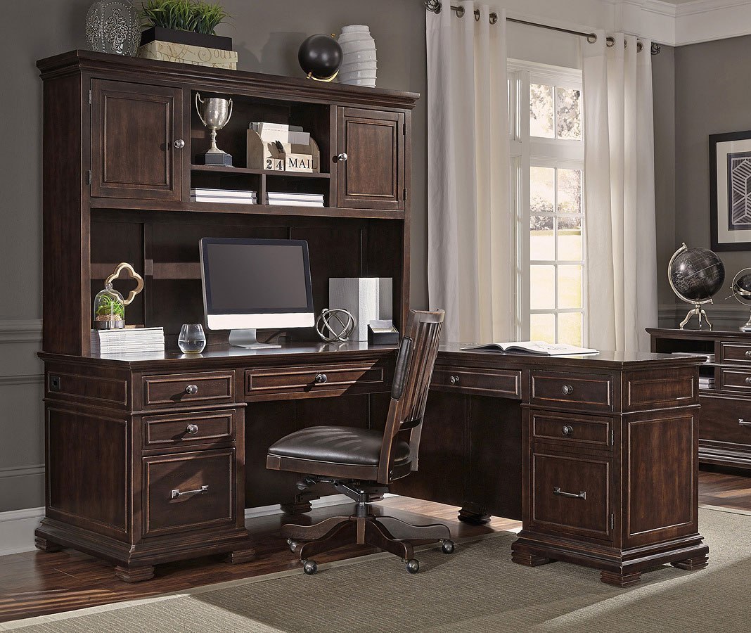 Weston L Shaped Desk W Hutch By Aspenhome Furniturepick