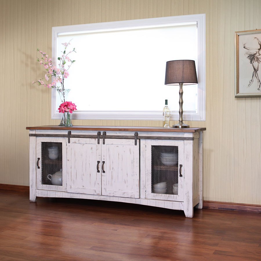 Pueblo 80 Inch TV Stand (Brown/ White) by IFD Furniture | FurniturePick