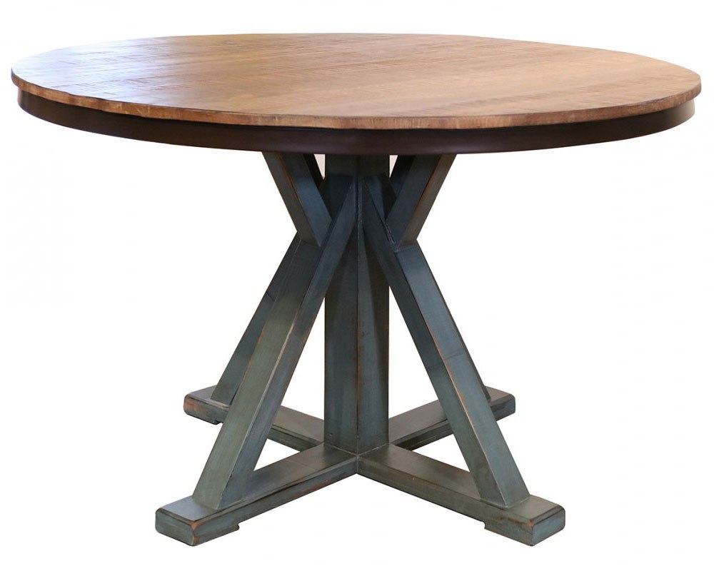 Antique Round Dining Table (Chocolate/ Teal) by IFD Furniture ...