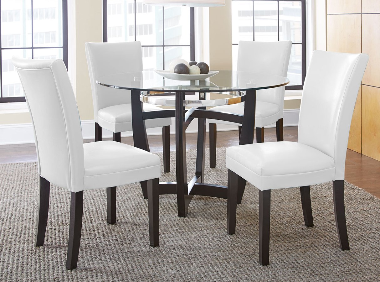 Matinee Dining Room Set w/ White Chairs by Steve Silver Furniture