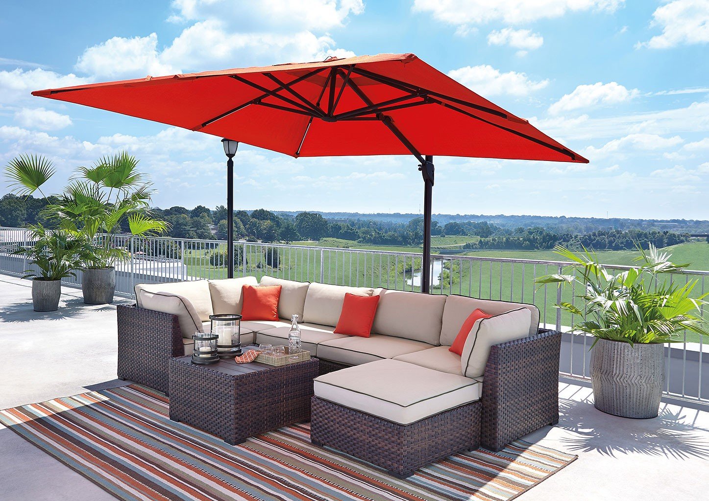Renway Modular Outdoor Sectional Set w/ Umbrella by Signature Design by Ashley FurniturePick