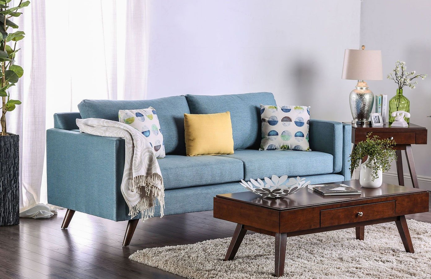 sky blue couch living room